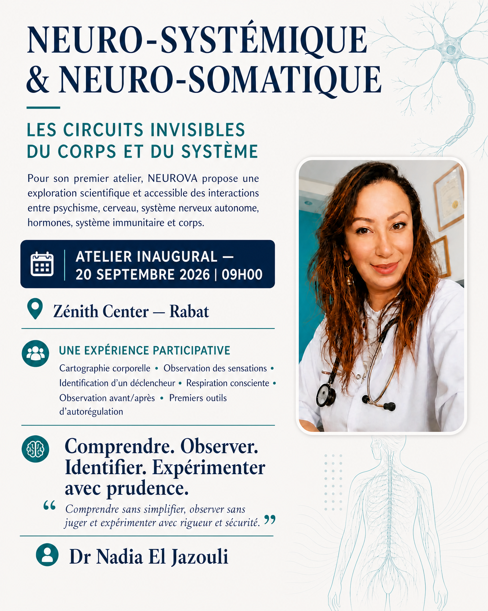 ATELIER 01 — LA CARTE NEUROVA 20 SEPTEMBRE 2026 NEURO-SYSTÉMIQUE & NEURO-SOMATIQUE Les Circuits Invisibles du Corps et du Système