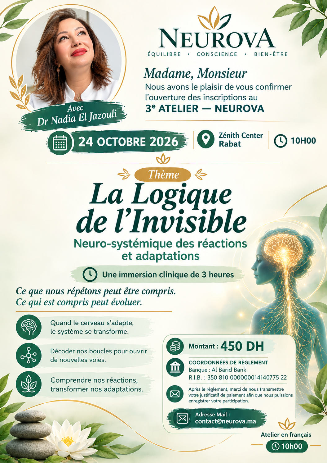 3ᵉ ATELIER — NEUROVA 24 OCTOBRE 2026 La Logique de l’Invisible Neuro-systémique des réactions et adaptations